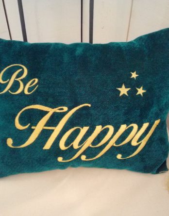 coussin velours "Be Happy"