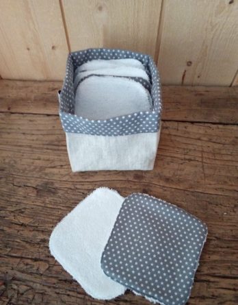 12 lingettes lavables bambou et son panier assorti