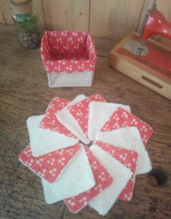 12 lingettes lavables bambou et son panier assorti