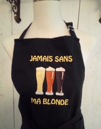 Tablier noir brodé bière